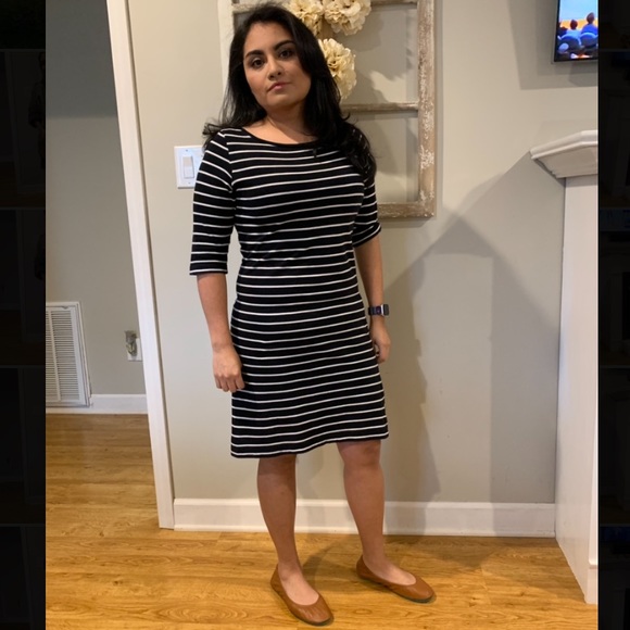 French Connection Black & White Striped Dress 8 - Picture 2 of 8